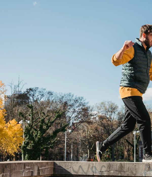 Man performing steady physical exercises for vitality
